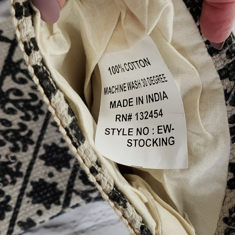 Boho NWT Christmas Stockings. Black & Cream 100% Cotton Washable Price Firm! - Picture 7 of 7